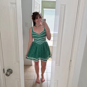 Elegant Green Lace Dress with cut outs